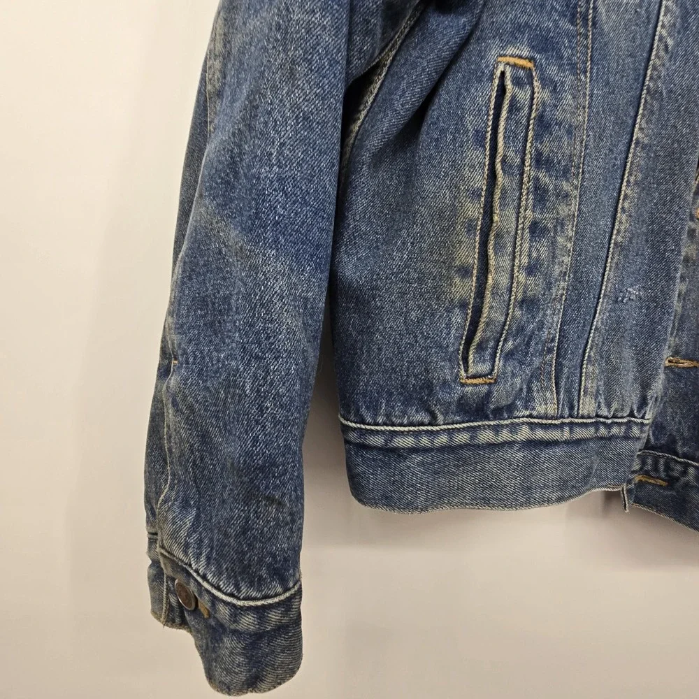 Vintage 90s Y2K Plaid Denim Trucker Jacket Men's XL Flannel Lined Grunge Outdoor